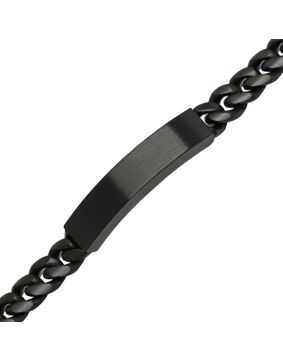 Ace of Spades svart pansararmband med platta Miami Cuban 10 mm SSB-8411PBK