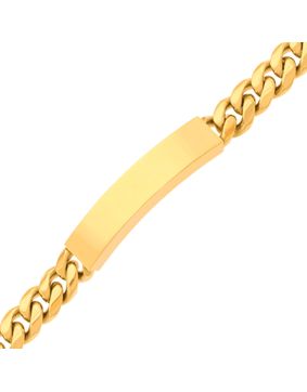 Ace of Spades IP-guldpläterad pansararmband med platta Miami Cuban 10 mm SSB-8411PGP
