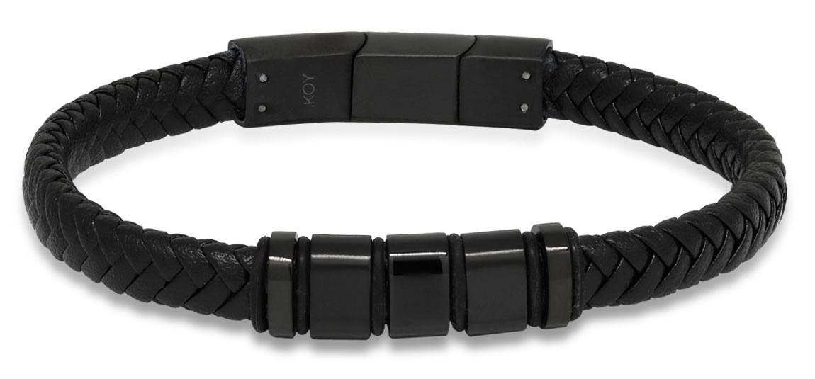 Ace of Spades svart armband läder/stål SSLB-103B