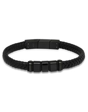 Ace of Spades svart armband läder/stål SSLB-103B