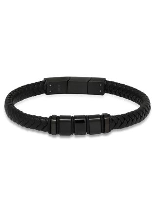 Ace of Spades svart armband läder/stål SSLB-103B