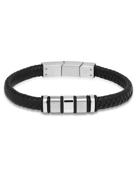 Ace of Spades svart armband läder/stål SSLB-103