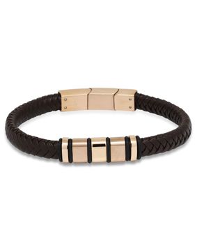Ace of Spades brun armband läder/stål SSLB-103RG