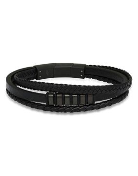 Ace of Spades svart armband läder/stål SSLB-108B