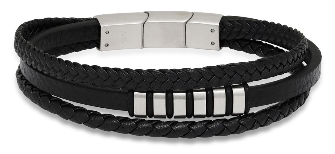 Ace of Spades svart armband läder/stål SSLB-108