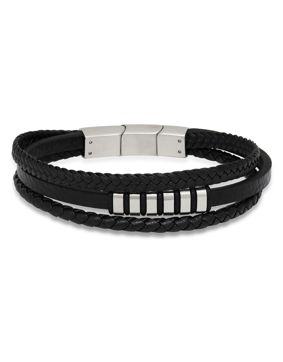 Ace of Spades svart armband läder/stål SSLB-108