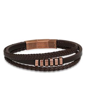 Ace of Spades brun armband läder/stål SSLB-108RG