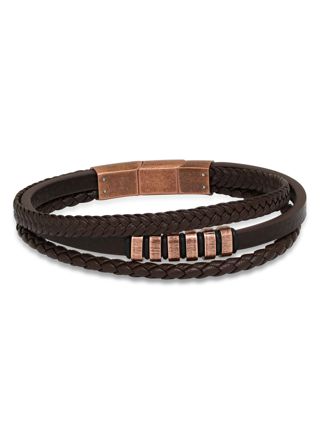 Ace of Spades brun armband läder/stål SSLB-108RG