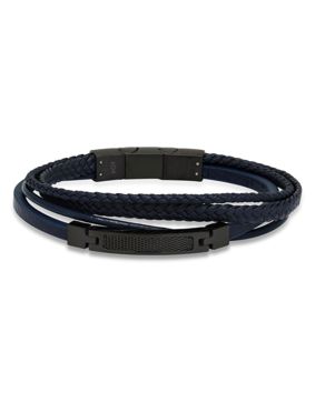 Ace of Spades blå armband läder/stål SSLB-112B