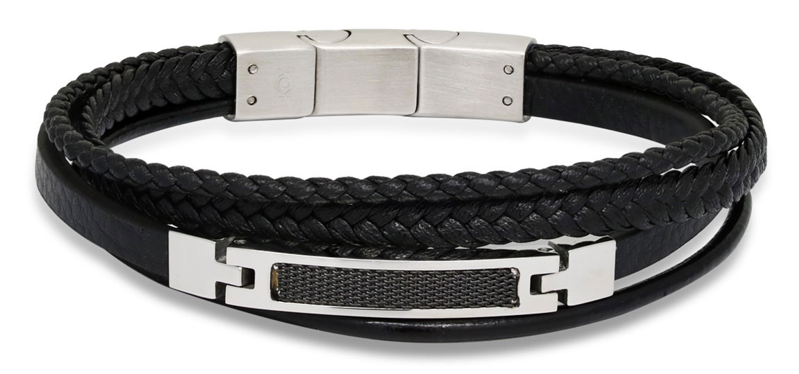 Ace of Spades svart armband läder/stål SSLB-112