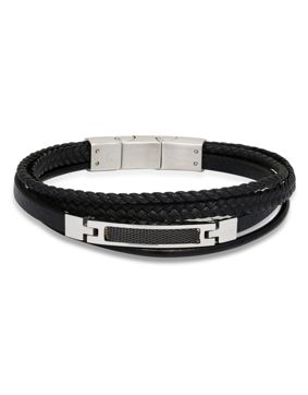 Ace of Spades svart armband läder/stål SSLB-112
