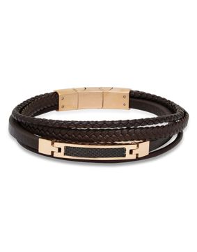 Ace of Spades brun armband läder/stål SSLB-112GR