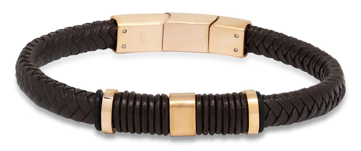 Ace of Spades brun armband läder/stål SSLB-113RG