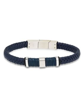 Ace of Spades blå armband läder/stål SSLB-113