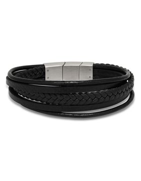 Ace of Spades svart armband läder/stål SSLB-114