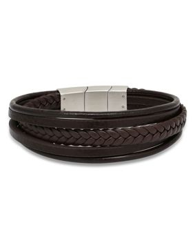 Ace of Spades brun armband läder/stål SSLB-114