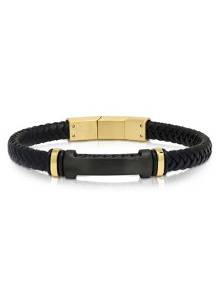 Ace of Spades svart armband med platta läder/stål SSLB-115GP