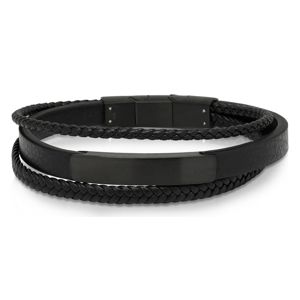 Ace of Spades svart armband med platta läder/stål SSLB-116B main product photo