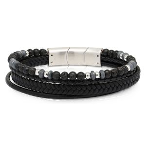 Ace of Spades svart armband läder/lavasten/stål SSLB-118 main product photo