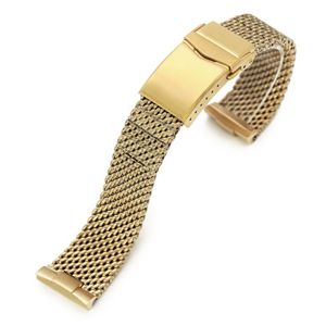 MiLTAT Curved End Massy Mesh-stålarmband Seiko Gold Turtle SRPD-serie MC221820BFG007 main product photo