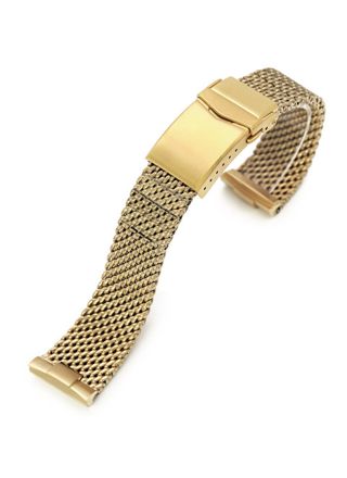 MiLTAT Curved End Massy Mesh-stålarmband Seiko Gold Turtle SRPD-serie MC221820BFG007