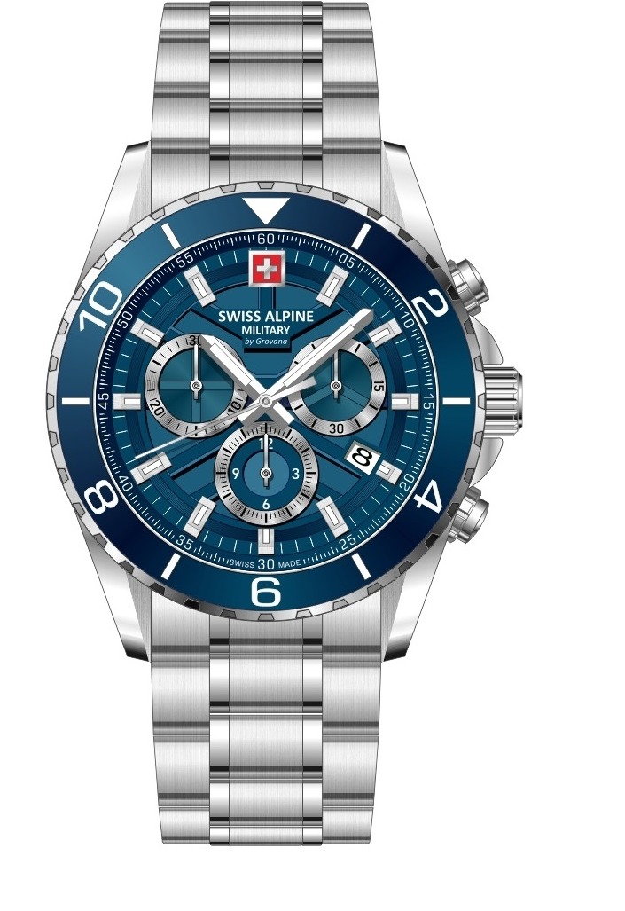 Swiss Alpine Military Sentinel Chronograph Silver Blue 7073.9135