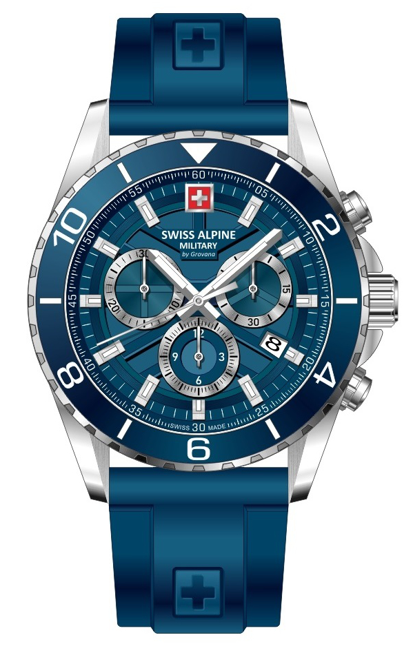 Swiss Alpine Military Sentinel Chronograph PU blue 7073.9835