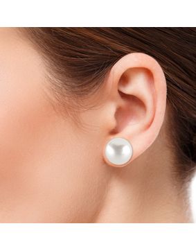 Silverörhängen rund 10mm vit pärla SYP-10mm-valk