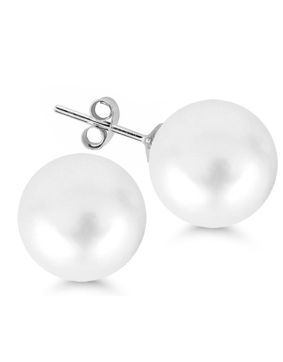 Silverörhängen rund 14mm vit pärla SYP-14mm-valk