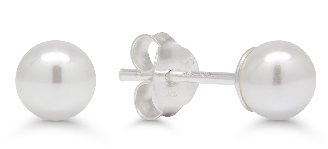 Silverörhängen rund 5mm vit pärla SYP-5mm-valk