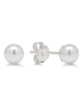 Silverörhängen rund 5mm vit pärla SYP-5mm-valk