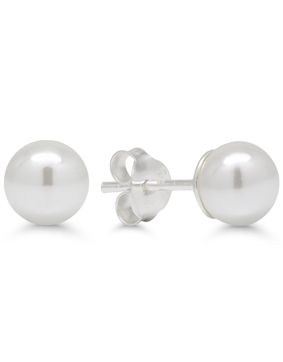 Silverörhängen rund 6mm vit pärla SYP-6mm-valk