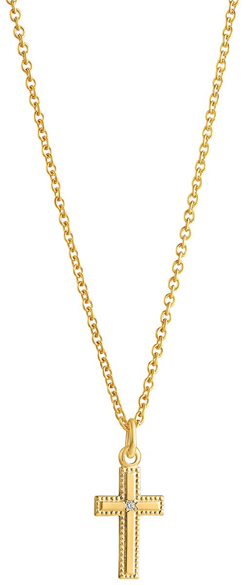 Top Gold silver kors guldpläterad 5256761540 diamant 0.01ct