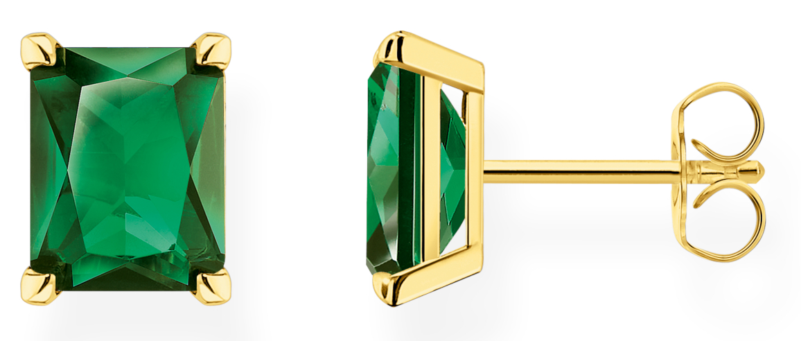 Thomas Sabo Rainbow Heritage green stone gold örhängen H2201-472-6