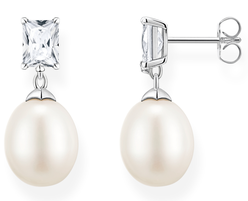 Thomas Sabo Pearls and Chains Pearl with white stones silver pärlörhängen H2241-167-14