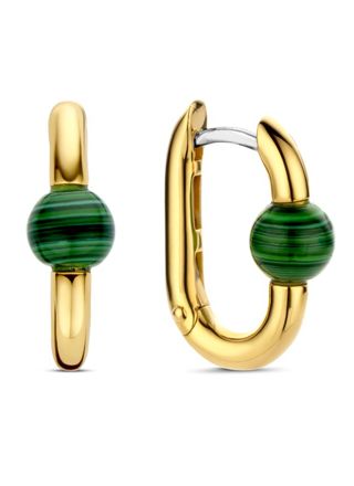 TI SENTO gold-plated malachite örhängen 7914MA