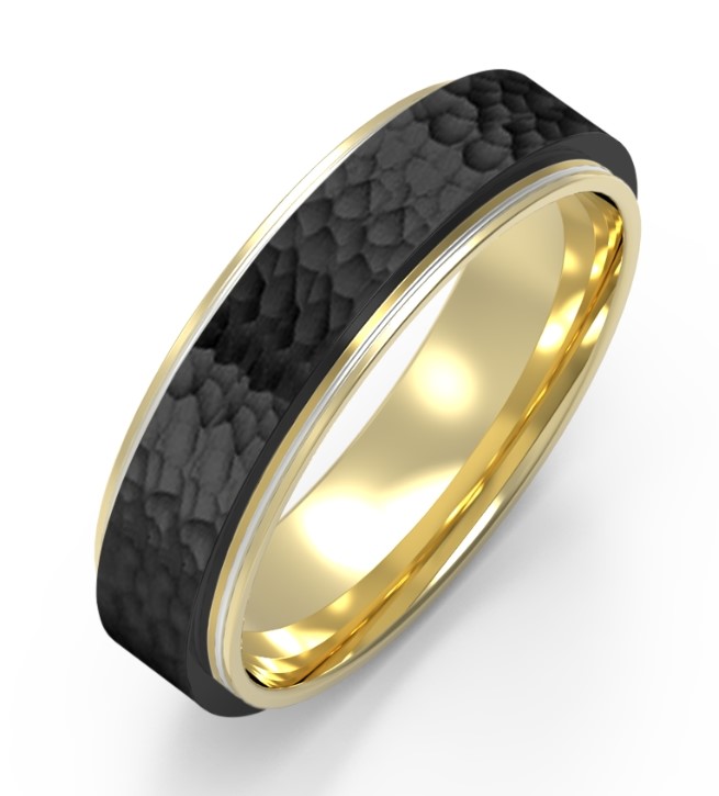 Bosie tvåfärgad hamrad titanring TICM-PVD-042KK&M/6