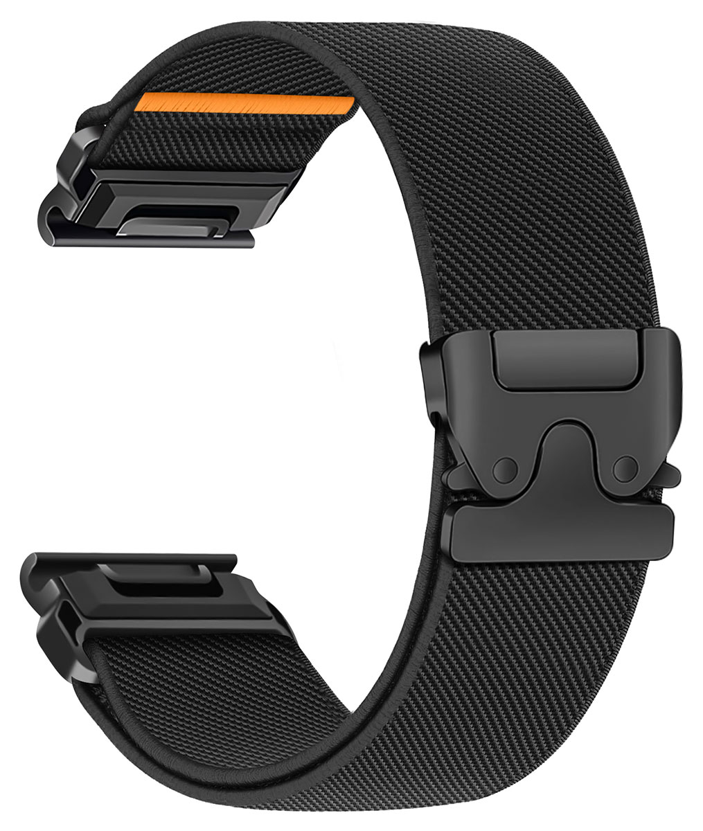 Tiera Garmin elastiskt nylonarmband med snabbfäste svart 22 mm