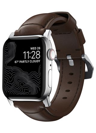Nomad Traditional Strap Rustic Brown-Silver armband 42/44/45/49 mm för Apple Watch NM1A4RST00
