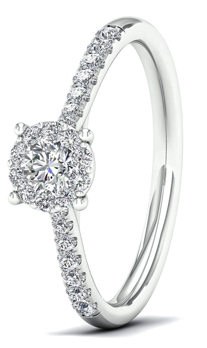Lykka Elegance flerstens halo diamantring vitguld 0,25 ct