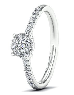 Lykka Elegance flerstens halo diamantring vitguld 0,25 ct