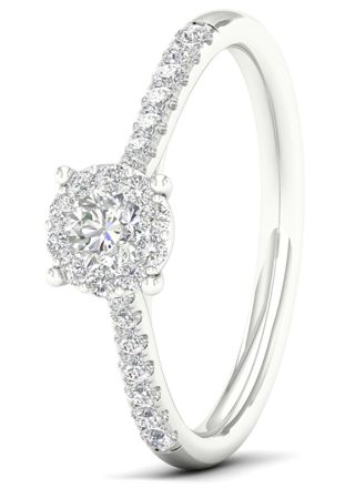 Lykka Elegance sidostens diamant ring i vitguld 0,33 ct