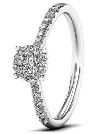 Lykka Elegance sidostens diamant ring i vitguld 0,33 ct