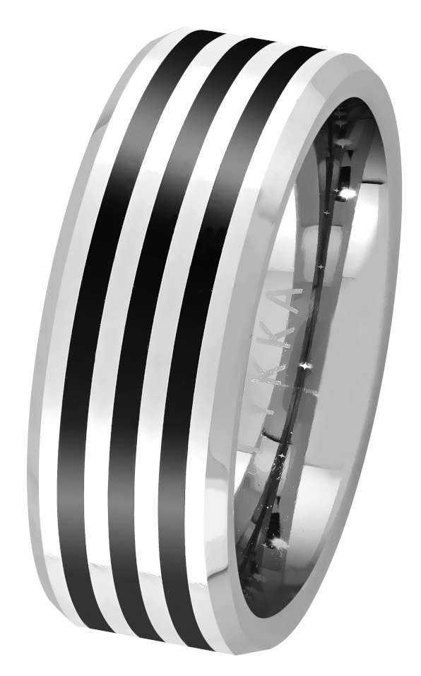 Två-färgad tungsten  ring rak 8 mm 