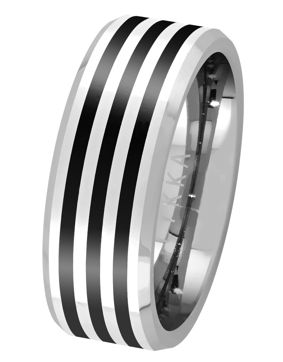 Två-färgad tungsten  ring rak 8 mm