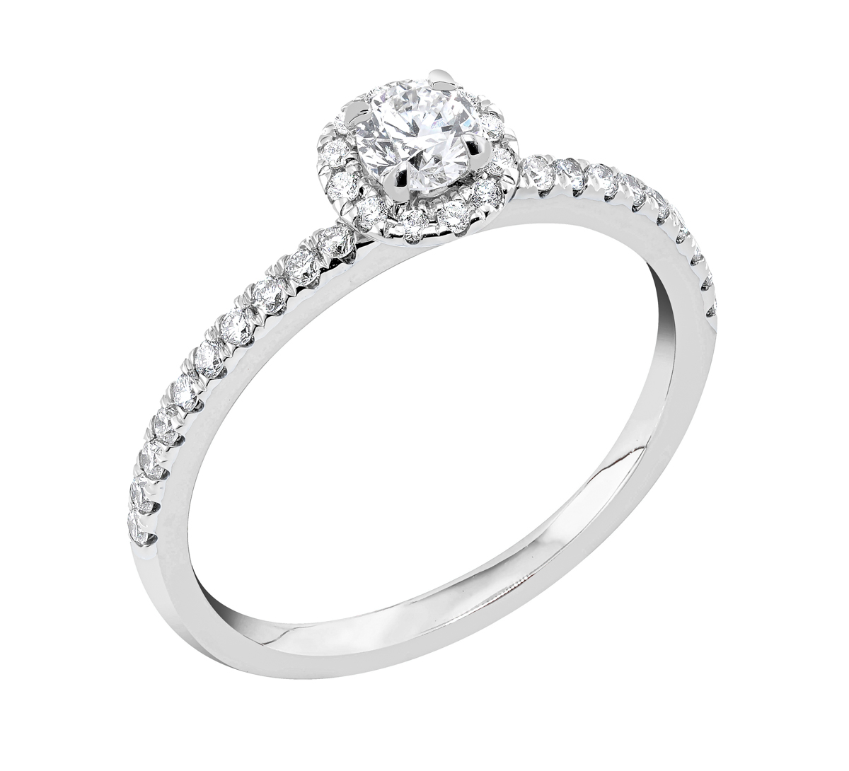 Midem Paris halo-diamantring 0,50ct vitguld
