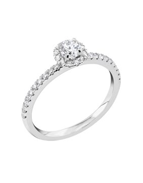 Midem Paris halo-diamantring 0,50ct vitguld