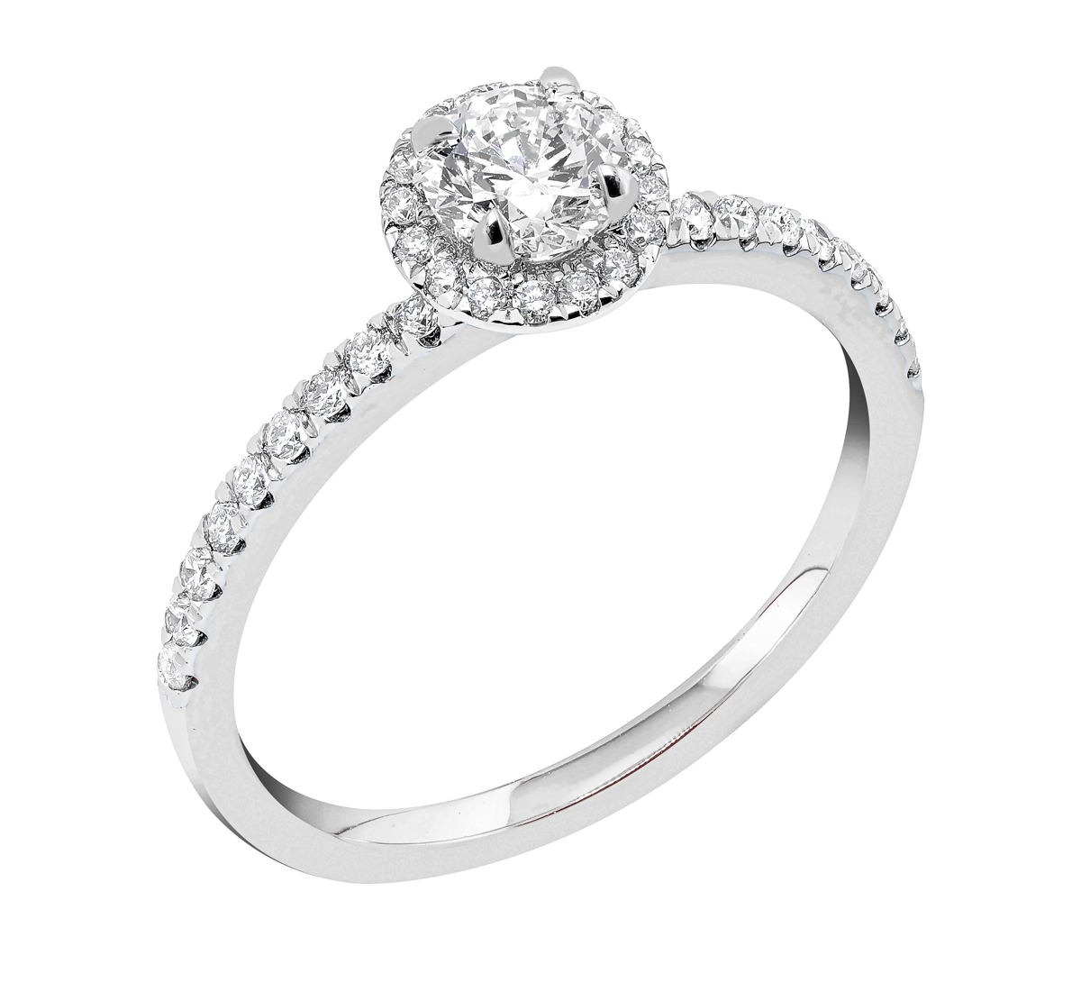 Midem Paris halo-diamantring 0,75ct vitguld
