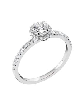 Midem Paris halo-diamantring 0,75ct vitguld