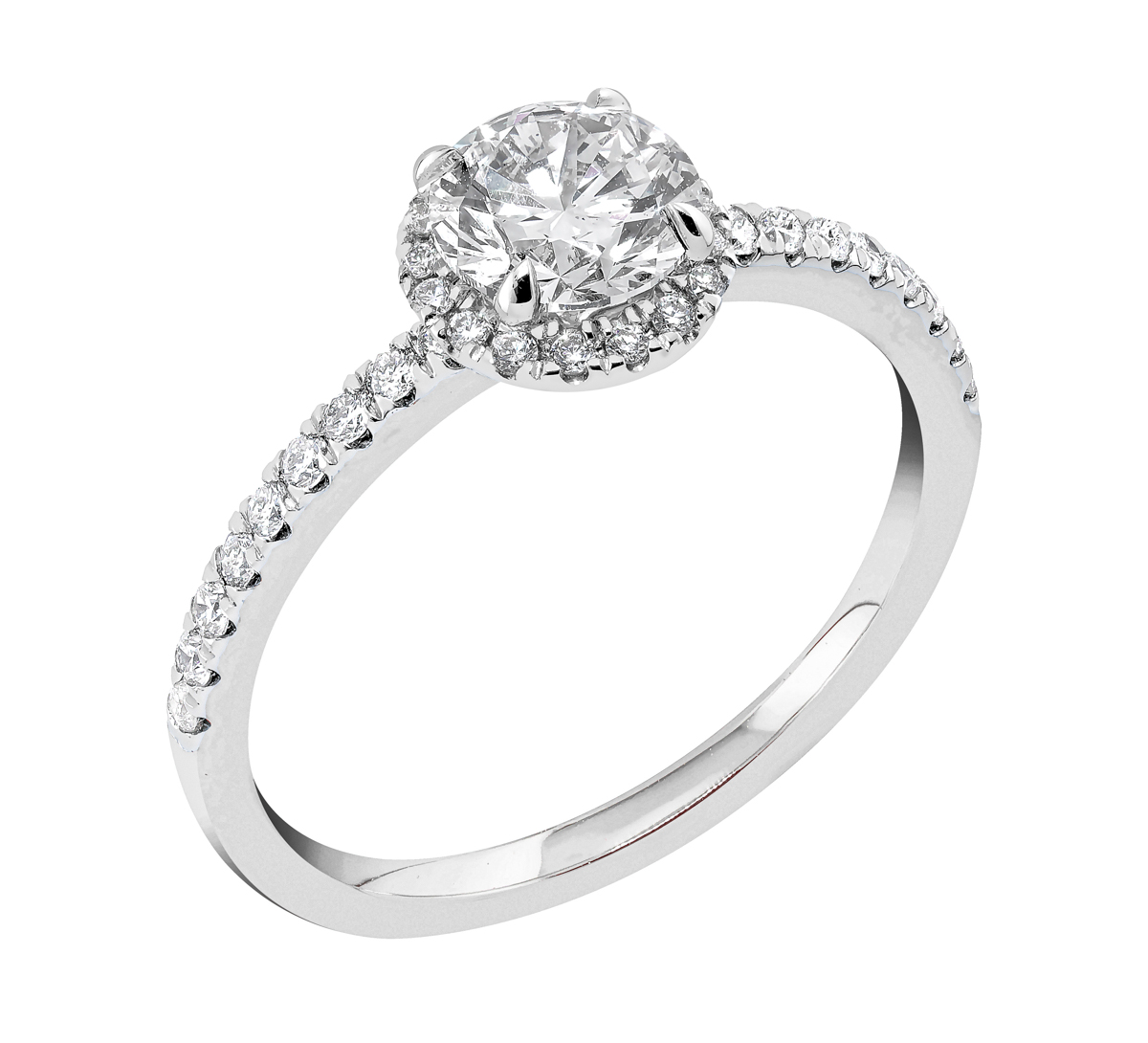 Midem Paris halo-diamantring 1,00ct vitguld